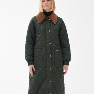 NWTBarbour® Marsett Quilted Longline Coat 232LQU1671 Sage Ancient Color Size 12